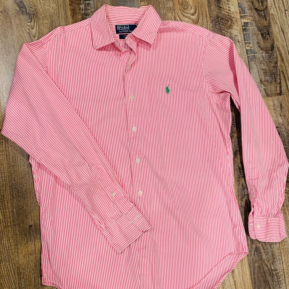 Men’s Pink and White Ralph Lauren Dress Shirt Classic Fit
